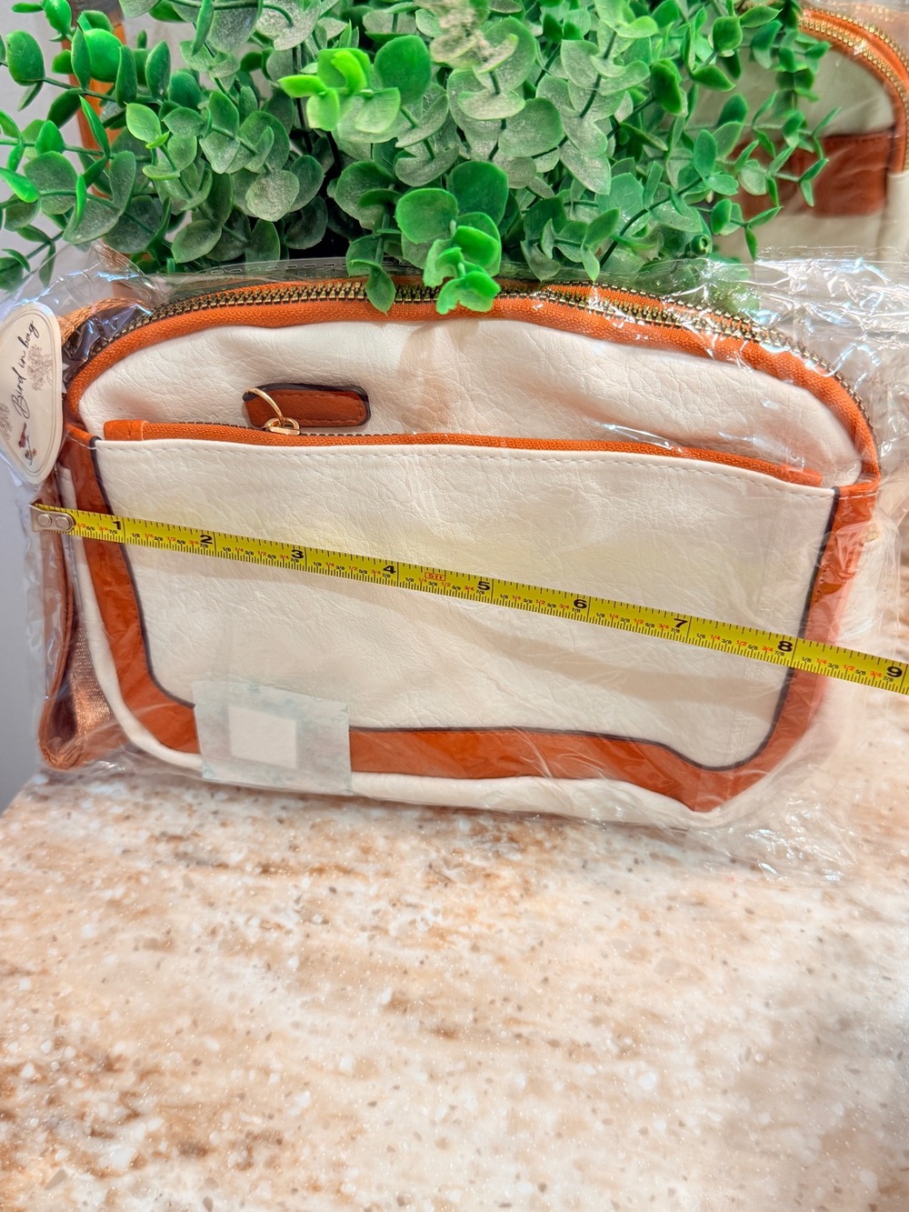 Cream and Tan Women’s Crossbody Pouch - Lightweight Everyday Bag